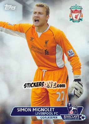Sticker Simon Mignolet - Premier Gold 2013-2014 n. 141 - Topps