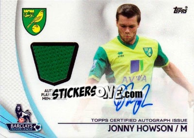 Sticker Jonny Howson - Premier Gold 2013-2014 n. PAR-JHO - Topps