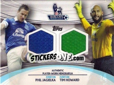 Sticker Phil Jagielka / Tim Howard - Premier Gold 2013-2014 n. DR-PJ - Topps