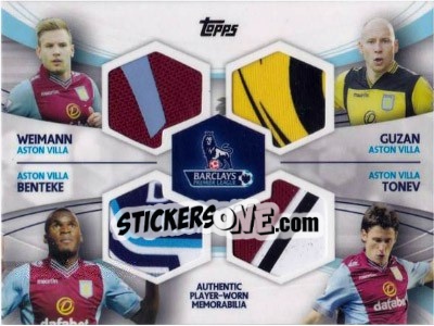 Sticker Aleksandar Tonev / Brad Guzan / Christian Benteke / Andreas Weimann - Premier Gold 2013-2014 n. QR-AW - Topps