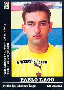 Sticker Pablo Lago - Liga Spagnola 2000-2001 n. 303a - Panini