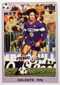 Figurina Celeste Pin - Supercalcio 1985-1986 - Panini