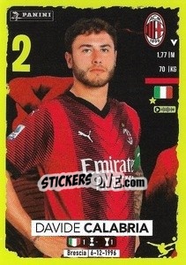Sticker Davide Calabria - Calciatori 2023-2024
 n. 309 - Panini