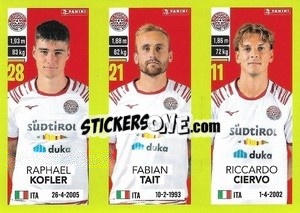 Figurina Raphael Kofler / Fabian Tait / Riccardo Ciervo - Calciatori 2023-2024
 - Panini