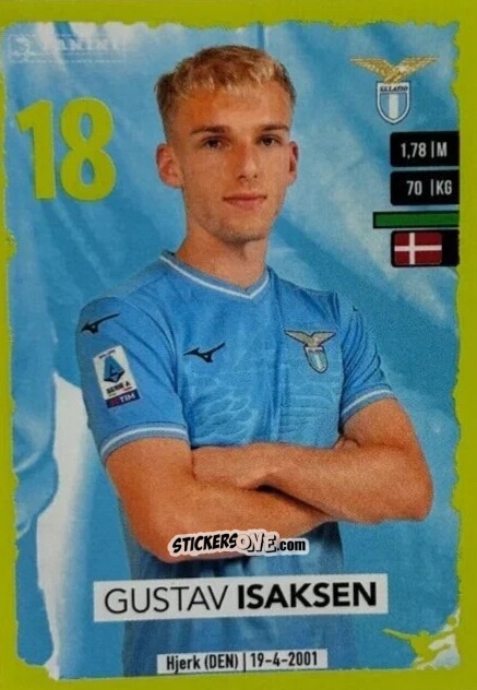 Cromo Gustav Isaksen (Upgrade) - Calciatori 2023-2024
 n. U22 - Panini