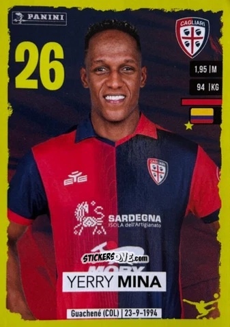 Cromo Yerry Mina (Cagliari) - Calciatori 2023-2024
 n. U44 - Panini