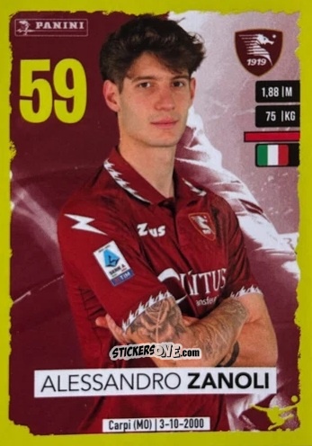 Cromo Alessandro Zanoli (Salernitana) - Calciatori 2023-2024
 n. U74 - Panini