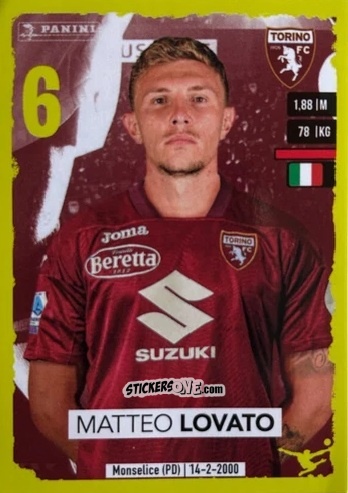 Cromo Matteo Lovato (Torino) - Calciatori 2023-2024
 n. U78 - Panini
