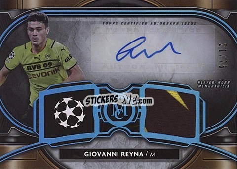 Sticker Giovanni Reyna - UEFA Champions League Museum Collection 2021-2022
 n. MAR-GR - Topps