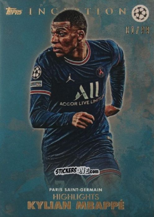 Cromo Kylian Mbappé - Inception UEFA Club Competitions 2021-2022
 n. 30 - Topps