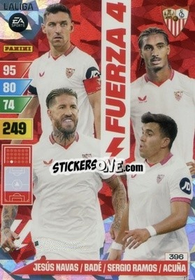 Cromo Jesús Navas / Badé / Sergio Ramos / Acuña - LaLiga 2023-2024. Adrenalyn XL
 - Panini