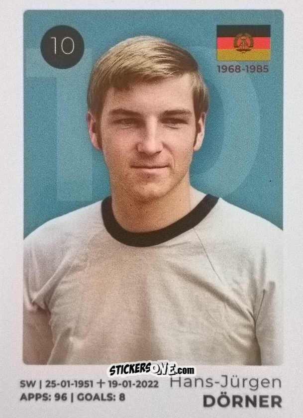 Sticker Hans-Jürgen Dörner - The Ultimate Collection of the Former National Football Teams
 n. 10 - Stickito