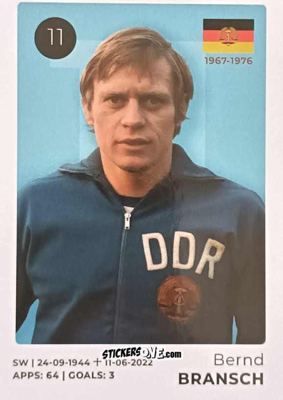 Figurina Bernd Bransch - The Ultimate Collection of the Former National Football Teams
 n. 11 - Stickito