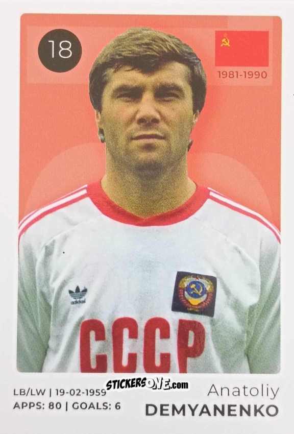 Sticker Anatoliy Demyanenko - The Ultimate Collection of the Former National Football Teams
 n. 18 - Stickito