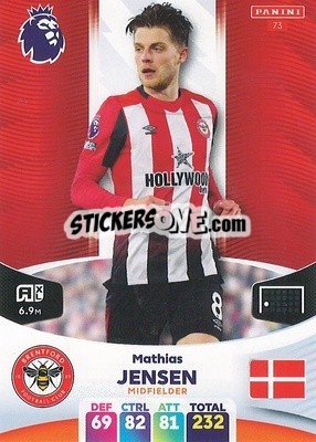 Sticker Mathias Jensen - English Premier League 2023-2024. Adrenalyn XL - Panini