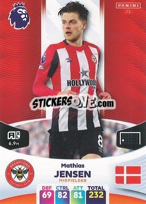 Figurina Mathias Jensen - English Premier League 2023-2024. Adrenalyn XL n. 73 - Panini