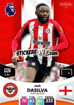 Sticker Josh Dasilva - English Premier League 2023-2024. Adrenalyn XL n. 74 - Panini