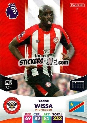 Sticker Yoane Wissa - English Premier League 2023-2024. Adrenalyn XL n. 75 - Panini