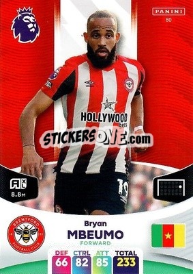 Sticker Bryan Mbeumo - English Premier League 2023-2024. Adrenalyn XL n. 80 - Panini