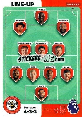 Sticker Line-Up Brentford - English Premier League 2023-2024. Adrenalyn XL n. 81 - Panini