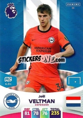 Sticker Joel Veltman - English Premier League 2023-2024. Adrenalyn XL - Panini