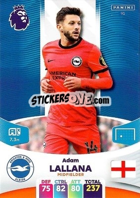 Sticker Adam Lallana - English Premier League 2023-2024. Adrenalyn XL n. 91 - Panini