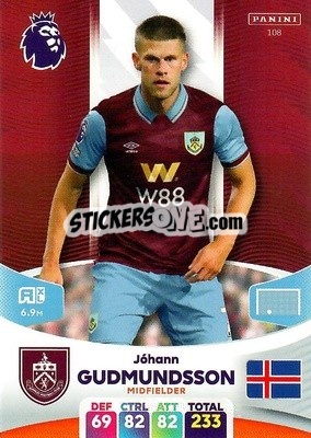 Figurina Jóhann Berg Guðmundsson - English Premier League 2023-2024. Adrenalyn XL - Panini