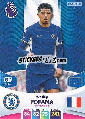 Sticker Wesley Fofana - English Premier League 2023-2024. Adrenalyn XL n. 127 - Panini