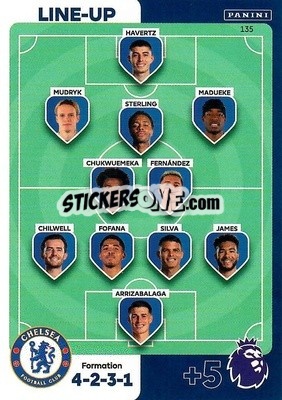 Sticker Line-Up Chelsea - English Premier League 2023-2024. Adrenalyn XL n. 135 - Panini