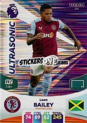 Sticker Leon Bailey - English Premier League 2023-2024. Adrenalyn XL n. 436 - Panini