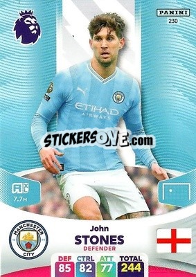 Sticker John Stones - English Premier League 2023-2024. Adrenalyn XL n. 230 - Panini