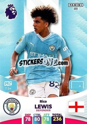 Figurina Rico Lewis - English Premier League 2023-2024. Adrenalyn XL - Panini