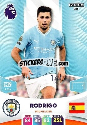 Sticker Rodrigo - English Premier League 2023-2024. Adrenalyn XL n. 236 - Panini
