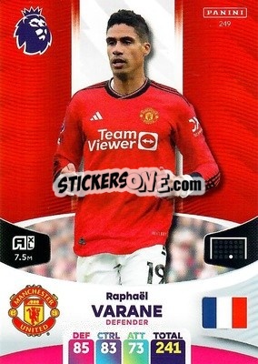 Figurina Raphaël Varane - English Premier League 2023-2024. Adrenalyn XL - Panini