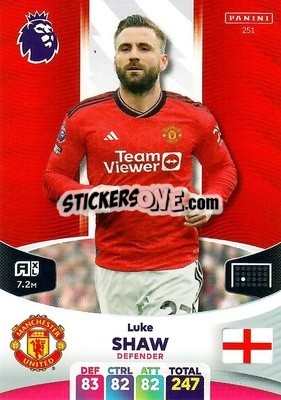 Sticker Luke Shaw - English Premier League 2023-2024. Adrenalyn XL n. 251 - Panini