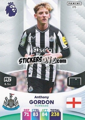 Sticker Anthony Gordon - English Premier League 2023-2024. Adrenalyn XL n. 275 - Panini