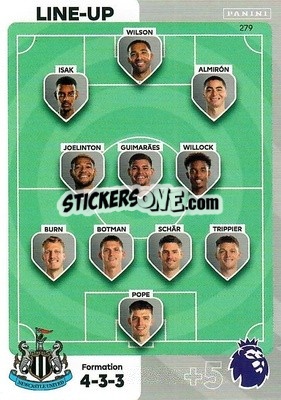 Sticker Line-Up Newcastle United - English Premier League 2023-2024. Adrenalyn XL n. 279 - Panini