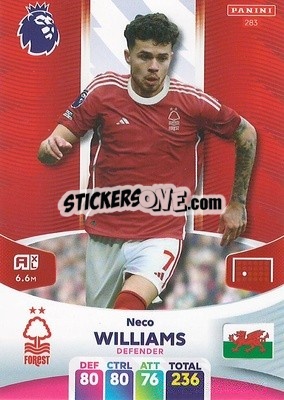 Sticker Neco Williams - English Premier League 2023-2024. Adrenalyn XL n. 283 - Panini