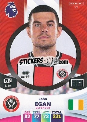 Sticker John Egan - English Premier League 2023-2024. Adrenalyn XL - Panini