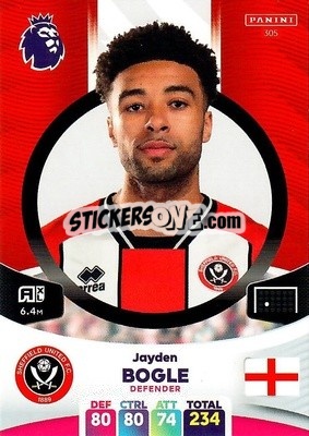 Sticker Jayden Bogle - English Premier League 2023-2024. Adrenalyn XL n. 305 - Panini