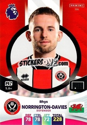 Sticker Rhys Norrington-Davies - English Premier League 2023-2024. Adrenalyn XL n. 306 - Panini