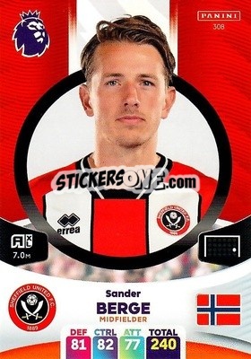 Sticker Sander Berge - English Premier League 2023-2024. Adrenalyn XL n. 308 - Panini