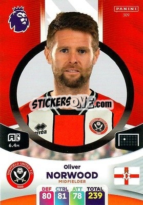 Sticker Oliver Norwood - English Premier League 2023-2024. Adrenalyn XL n. 309 - Panini