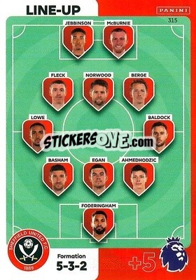 Sticker Line-Up Sheffield United - English Premier League 2023-2024. Adrenalyn XL n. 315 - Panini
