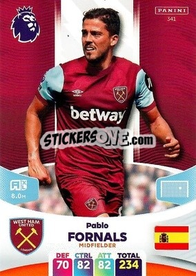 Sticker Pablo Fornals - English Premier League 2023-2024. Adrenalyn XL - Panini