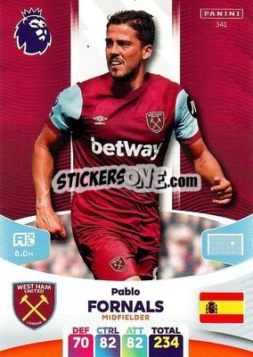 Sticker Pablo Fornals - English Premier League 2023-2024. Adrenalyn XL n. 341 - Panini