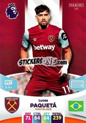 Sticker Lucas Paquetá - English Premier League 2023-2024. Adrenalyn XL n. 342 - Panini