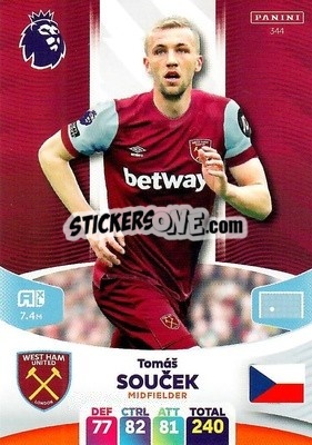 Figurina Tomáš Souček - English Premier League 2023-2024. Adrenalyn XL - Panini