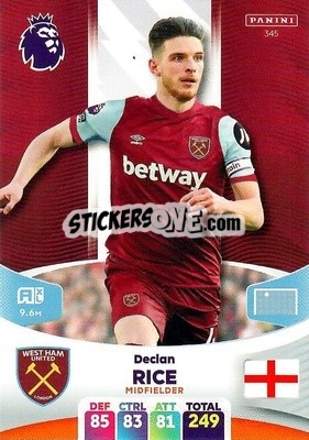 Sticker Declan Rice - English Premier League 2023-2024. Adrenalyn XL n. 345 - Panini