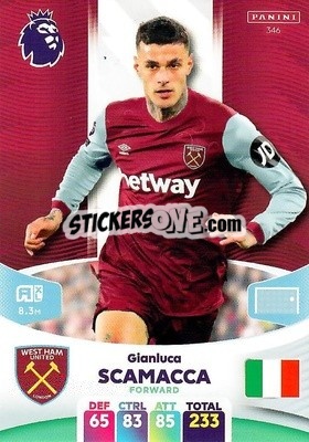Sticker Gianluca Scamacca - English Premier League 2023-2024. Adrenalyn XL n. 346 - Panini